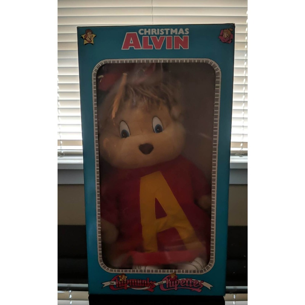 Vintage Alvin and the Chipmunks Christmas Stuffed Plush with Original Box RARE!
